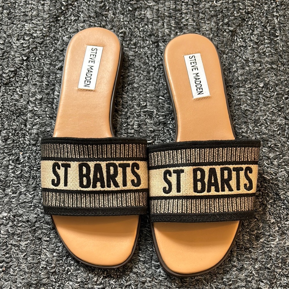 Steve Madden Black and Tan Sandals